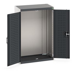 cubio cupboard with perfo doors. WxDxH: 800x525x1200mm. RAL 7035/5010 or selected Bott Cubio Empty Heavy Duty Tool Cupboard Housing